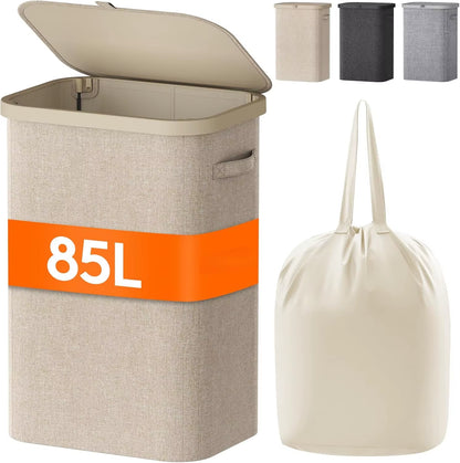 1PC Laundry Basket with Wheels and Lid,Closed Laundry Hamper,Suitable for Bedrooms,Bathtubs,Laundry,Dormitories