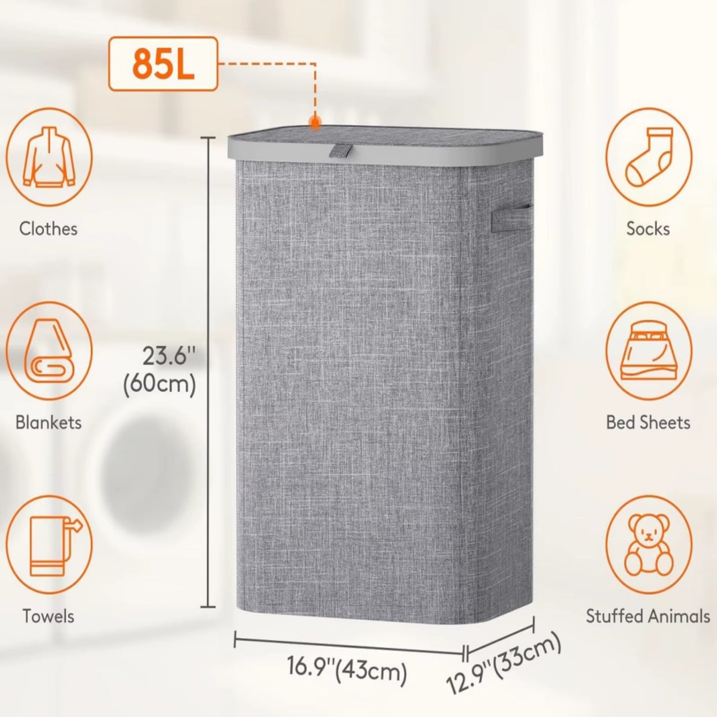 1PC Laundry Basket with Wheels and Lid,Closed Laundry Hamper,Suitable for Bedrooms,Bathtubs,Laundry,Dormitories