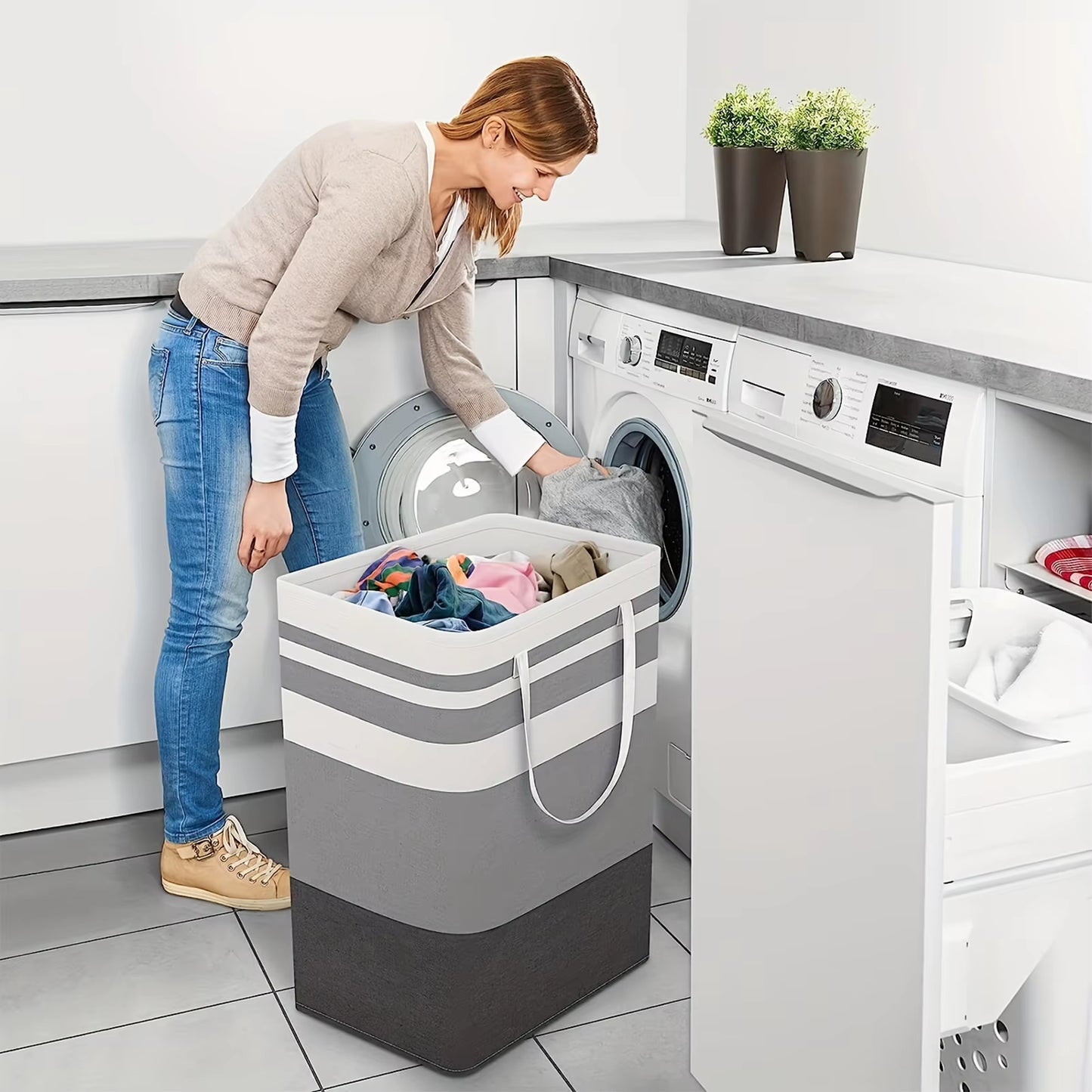 75L Large Laundry Bags Baskets with Handles Durable Dirty Clothes Hamper Storage Basket for Home Dorm Hotels Laundry 40*30*60Cm