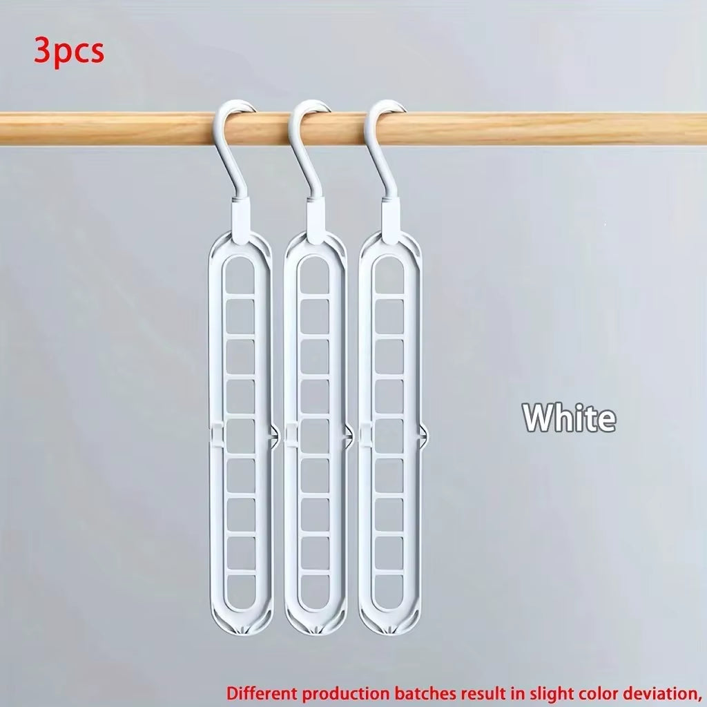 Plastic Multifunctional Hangers Heavy Duty Space Saving 9 Holes Clothes Organizer for Bedroom Cabinet Wardrobe Home Storage Use