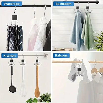1/5Pcs 360° Rotating Storage Hanger Hook Multi-Claw Bag Metal Belts Rack Wooden Organizer for Bras Ties Household Closet Acces