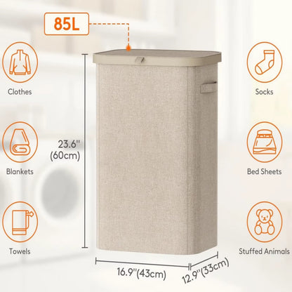 1PC Laundry Basket with Wheels and Lid,Closed Laundry Hamper,Suitable for Bedrooms,Bathtubs,Laundry,Dormitories