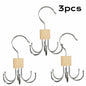 1/5Pcs 360° Rotating Storage Hanger Hook Multi-Claw Bag Metal Belts Rack Wooden Organizer for Bras Ties Household Closet Acces