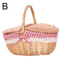 Handmade Wicker Picnic Basket with Handle Picnic Hamper Multi-Purpose Willow Woven Storage Box Outdoor Camping Fruit Basket