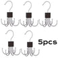 1/5Pcs 360° Rotating Storage Hanger Hook Multi-Claw Bag Metal Belts Rack Wooden Organizer for Bras Ties Household Closet Acces
