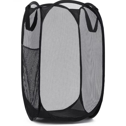 Large Laundry Basket Collapsible Mesh Pop up Laundry Hamper Side Pocket Breathable Clothes Storage Laundry Storage Organization