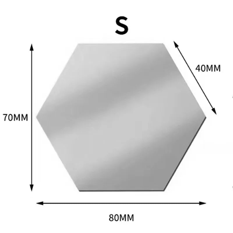 12Pcs/Lot Geometric Solid Hexagonal Mirror Wall Stickers DIY with Built-In Adhesive and Removable Home Decoration