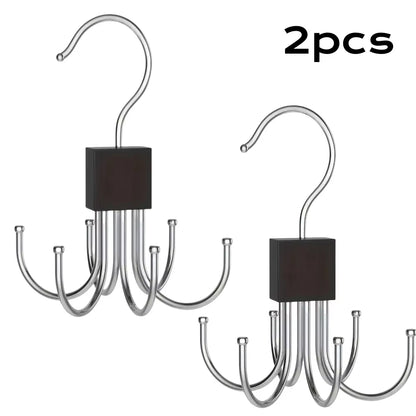 1/5Pcs 360° Rotating Storage Hanger Hook Multi-Claw Bag Metal Belts Rack Wooden Organizer for Bras Ties Household Closet Acces