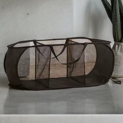 Durable Collapsible Laundry Basket, Mesh Pop up Laundry Hamper with Side Pocket, Foldable Clothes Storage Hamper with Reinforced