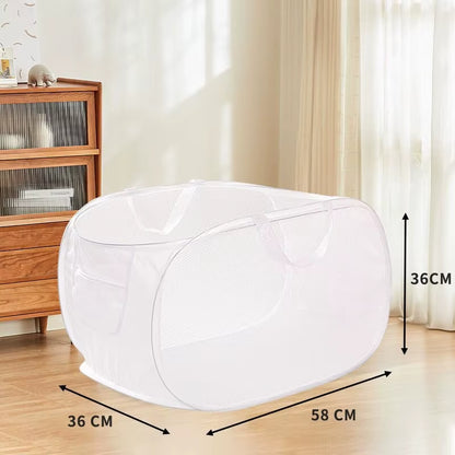 Durable Collapsible Laundry Basket, Mesh Pop up Laundry Hamper with Side Pocket, Foldable Clothes Storage Hamper with Reinforced