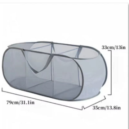 Durable Collapsible Laundry Basket, Mesh Pop up Laundry Hamper with Side Pocket, Foldable Clothes Storage Hamper with Reinforced