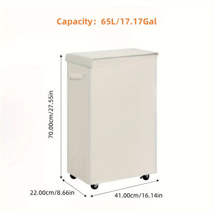 1PC Laundry Basket with Wheels and Lid,Closed Laundry Hamper,Suitable for Bedrooms,Bathtubs,Laundry,Dormitories