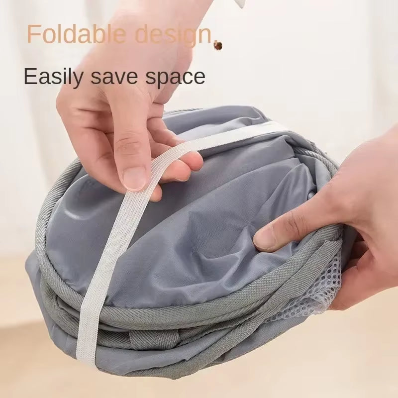 Durable Collapsible Laundry Basket, Mesh Pop up Laundry Hamper with Side Pocket, Foldable Clothes Storage Hamper with Reinforced