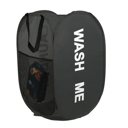 Portable Mesh Pop up Laundry Hamper Wide Opening Breathable Collapsible Space-Saving Laundry Basket Dorm Travel Bathroom Items