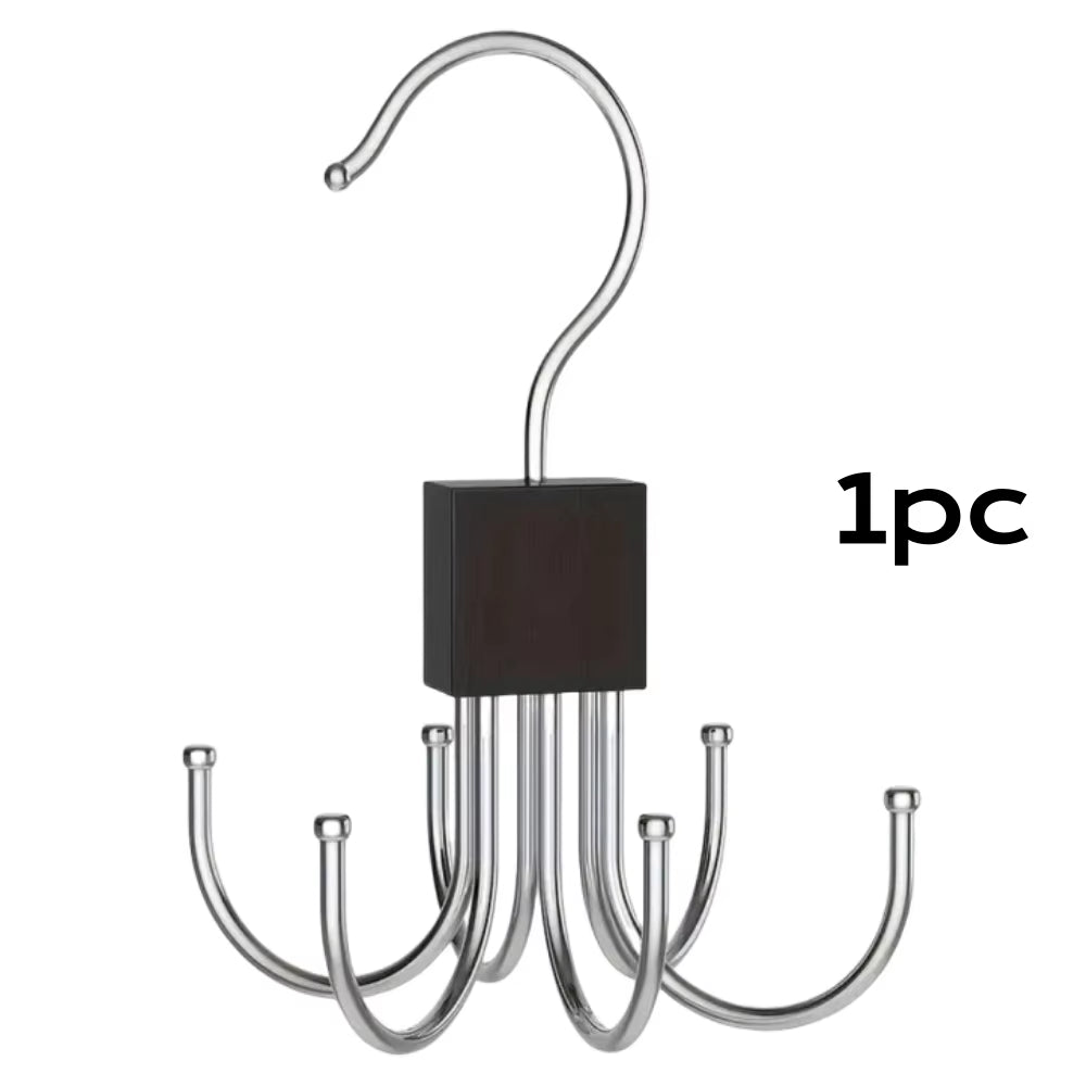1/5Pcs 360° Rotating Storage Hanger Hook Multi-Claw Bag Metal Belts Rack Wooden Organizer for Bras Ties Household Closet Acces