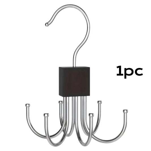 1/5Pcs 360° Rotating Storage Hanger Hook Multi-Claw Bag Metal Belts Rack Wooden Organizer for Bras Ties Household Closet Acces