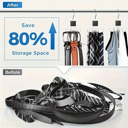 1/5Pcs 360° Rotating Storage Hanger Hook Multi-Claw Bag Metal Belts Rack Wooden Organizer for Bras Ties Household Closet Acces