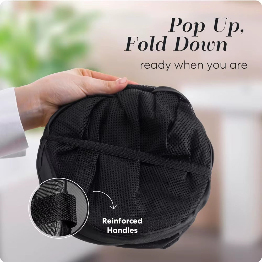 Large Laundry Basket Collapsible Mesh Pop up Laundry Hamper Side Pocket Breathable Clothes Storage Laundry Storage Organization
